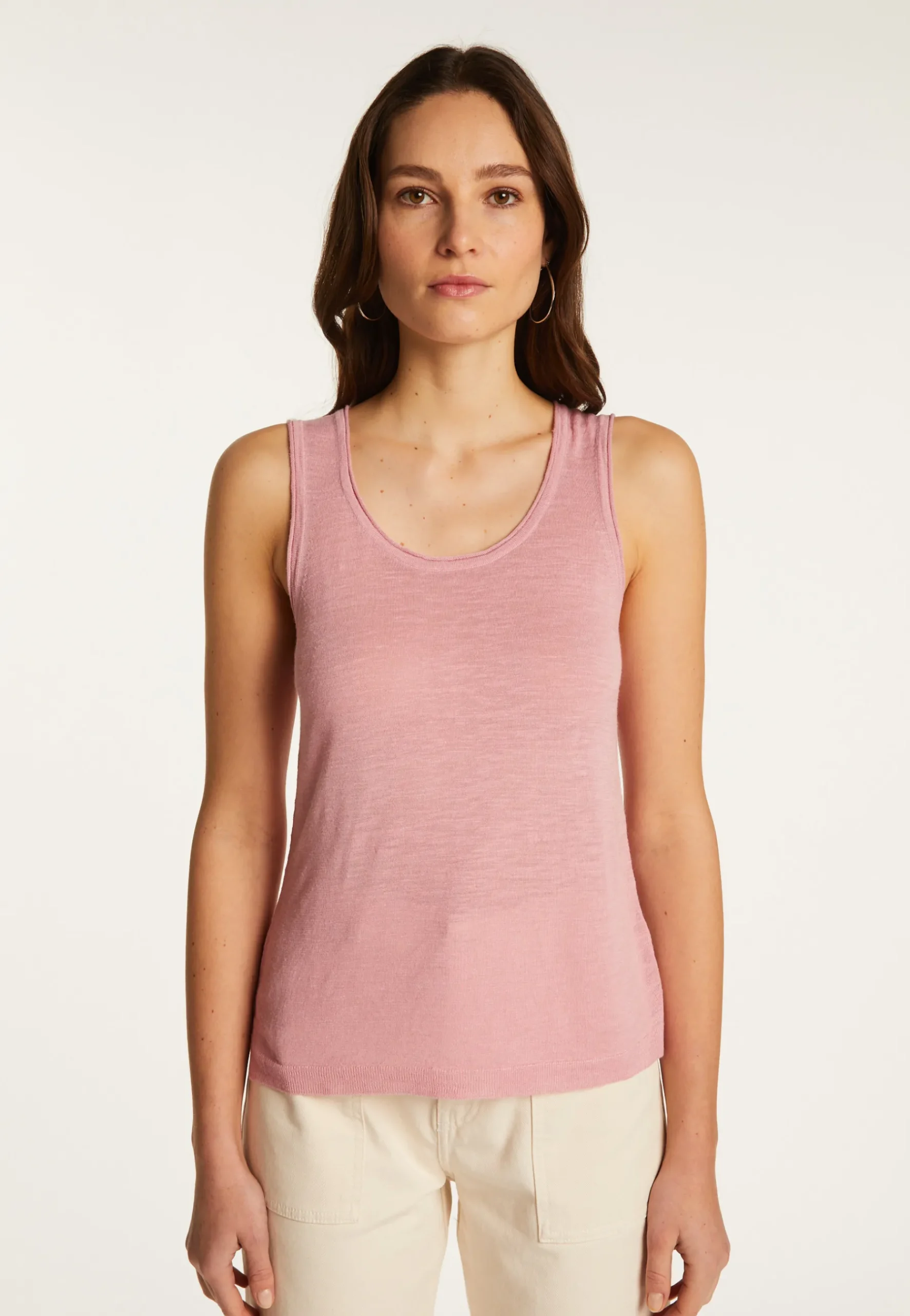 Montagut T-Shirts Et Débardeurs-Débardeur en lin flammé - Maitena 24-Rose clair