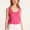 Montagut T-Shirts Et Débardeurs-Débardeur en lin flammé - Maitena 26-Rose foncé