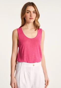 Montagut T-Shirts Et Débardeurs-Débardeur en lin flammé - Maitena 26-Rose foncé