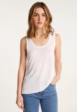 Montagut T-Shirts Et Débardeurs-Débardeur en lin flammé - Maitena 02-Blanc