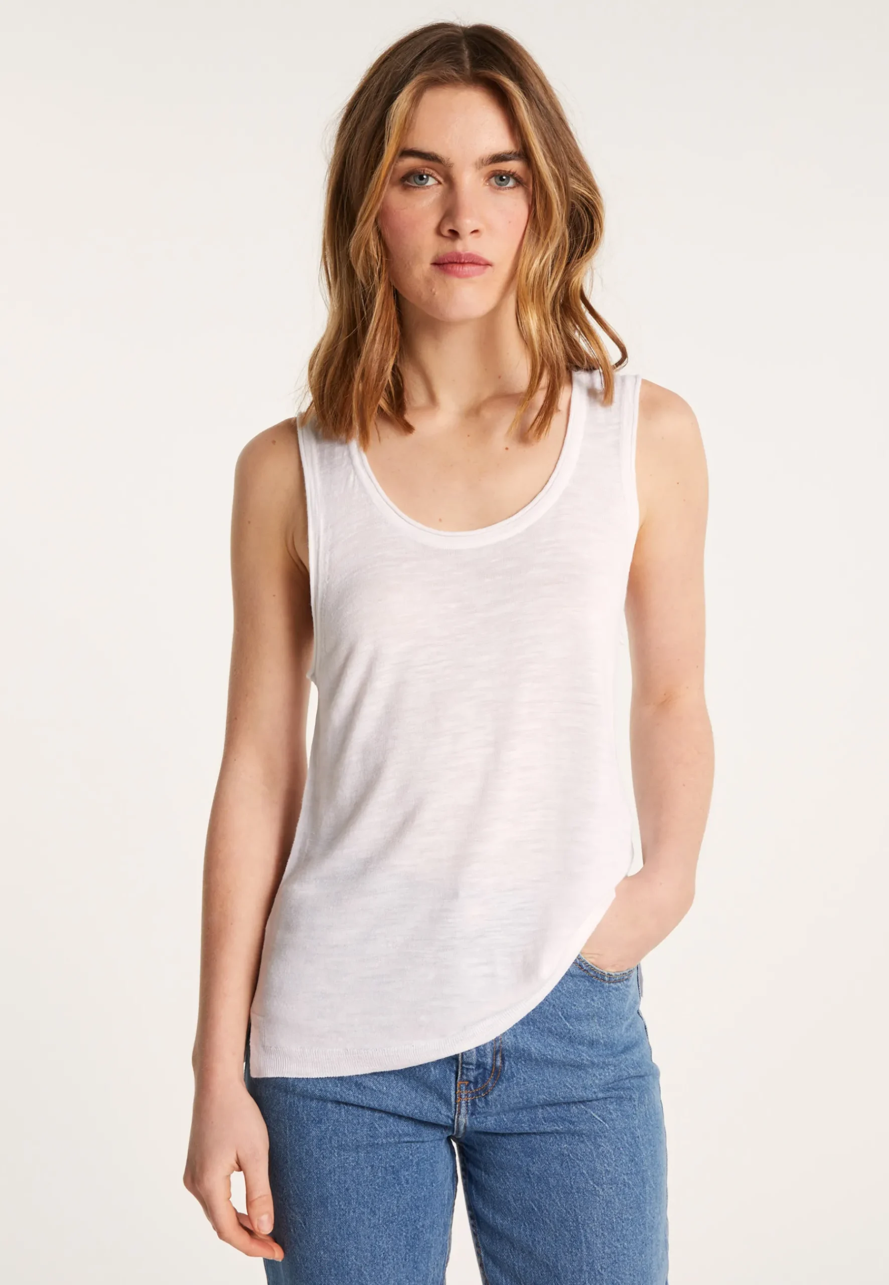 Montagut T-Shirts Et Débardeurs-Débardeur en lin flammé - Maitena 02-Blanc