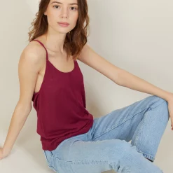 Montagut T-Shirts Et Débardeurs-Débardeur en lin flammé - Mijas 51-Bordeaux