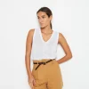Montagut T-Shirts Et Débardeurs-Débardeur en lin flammé - Tahiti 02-Blanc