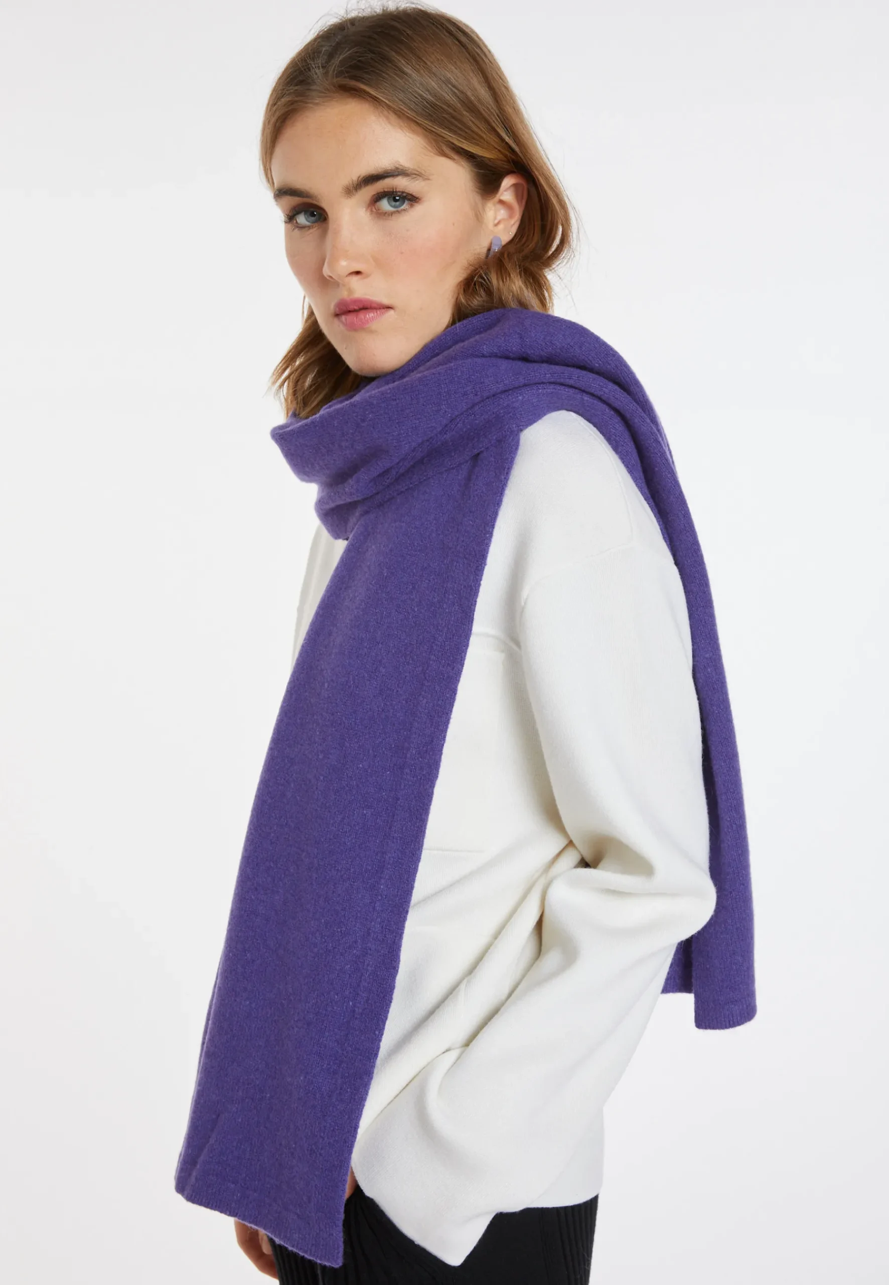 Montagut Accessoires-Echarpe cachemire et laine unisexe - Gabrias 17-Violet
