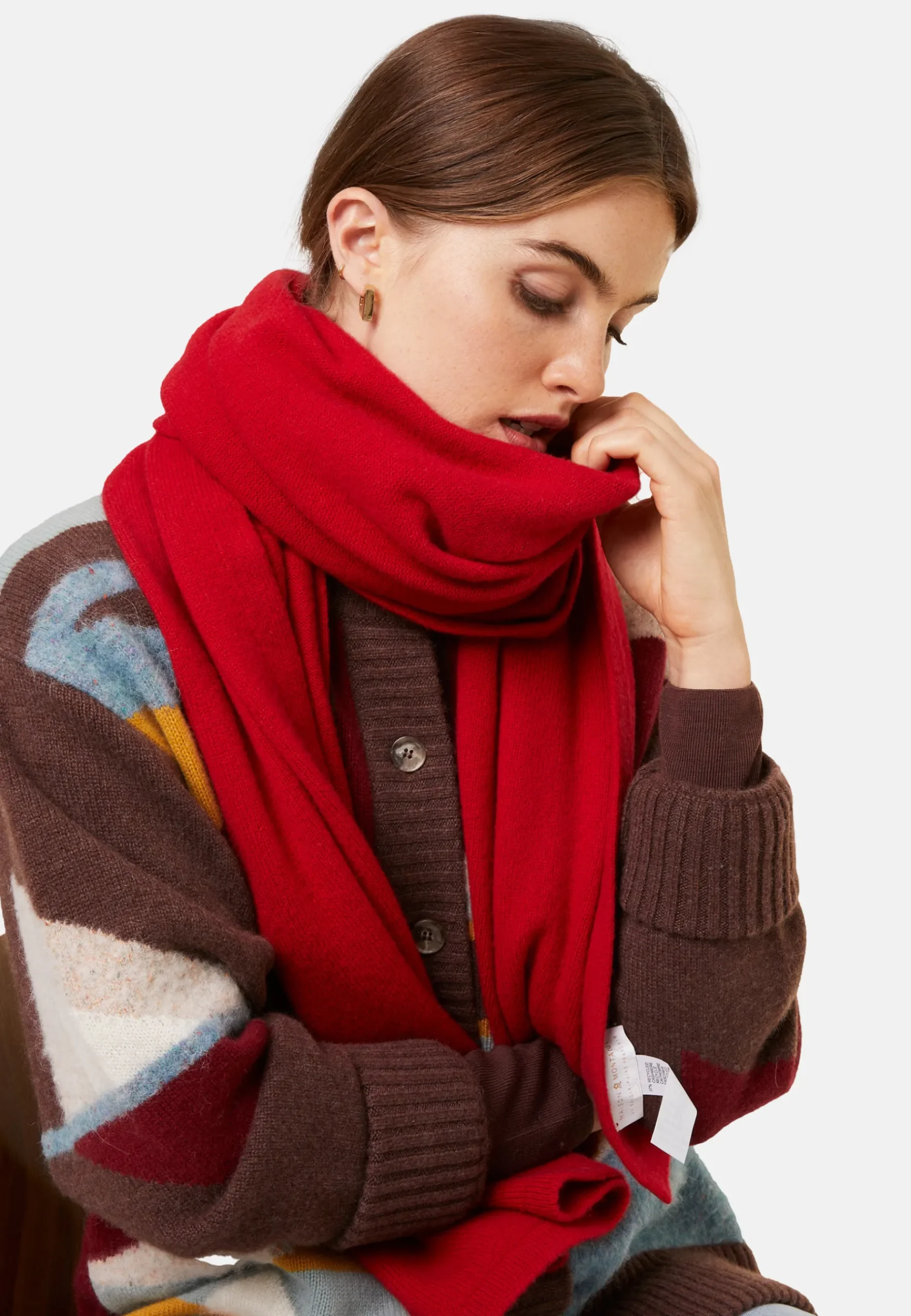 Montagut Accessoires-Echarpe unisexe en cachemire mélangé - Gabrias 52-Rouge