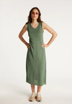 Montagut Jupes Et Robes-Ensemble robe en lin et coton - Dayana 83-Kaki