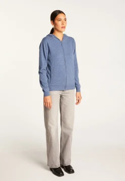 Montagut Les Incontournables-Gilet à capuche en cachemire - Orus 95-Bleu denim