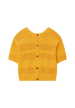 Montagut Vestes Et Cardigans-Gilet ajouré en coton et lin - Maylisse 08-Jaune