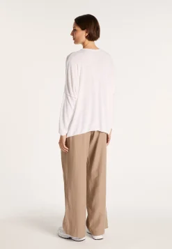 Montagut Vestes Et Cardigans-Gilet ample avec poches en lin flammé - Maureen 02-Blanc