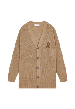 Montagut Vestes Et Cardigans-Gilet ample boutoné avec logo en laine mérinos - Frederic 88-Camel