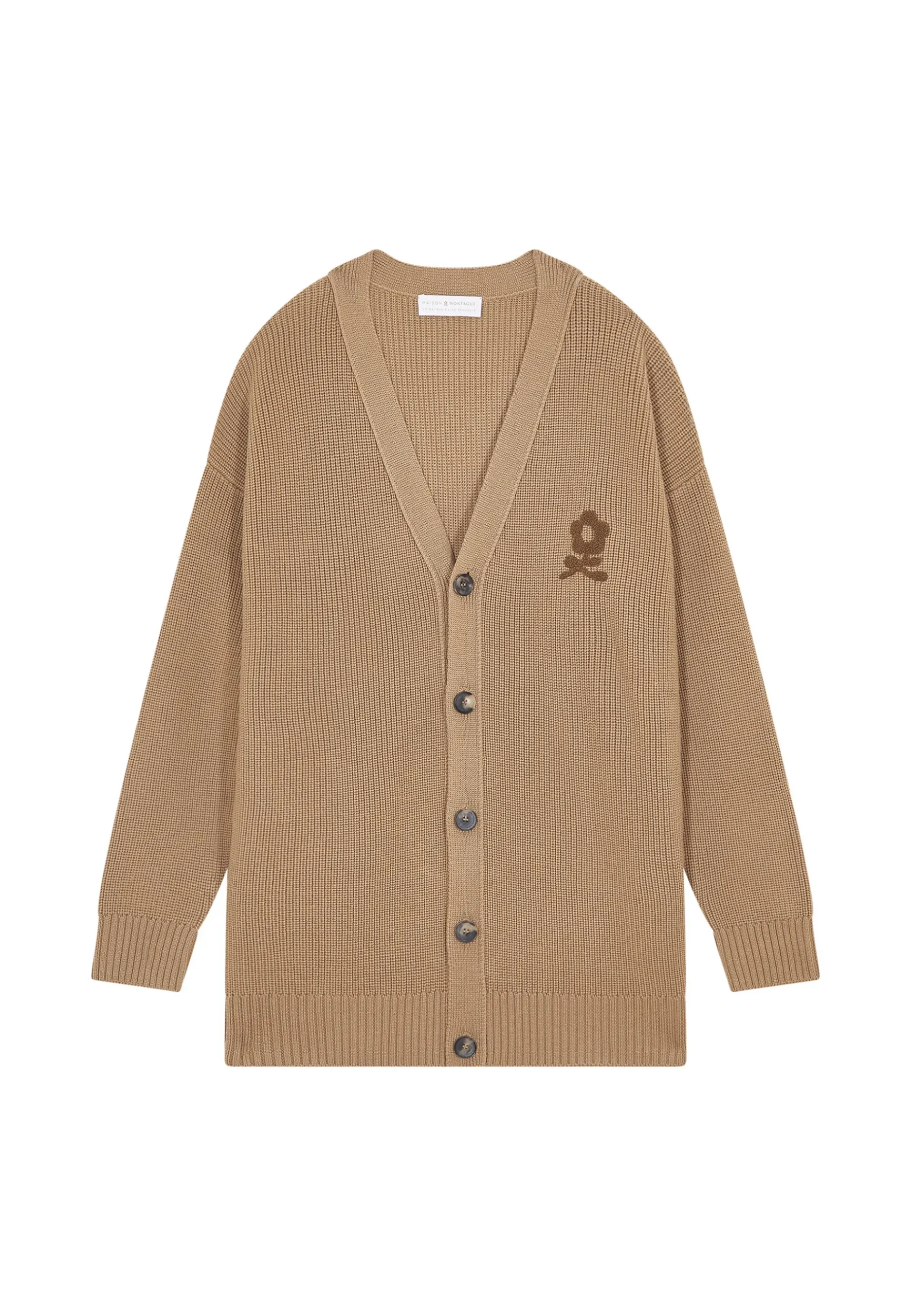 Montagut Vestes Et Cardigans-Gilet ample boutoné avec logo en laine mérinos - Frederic 88-Camel