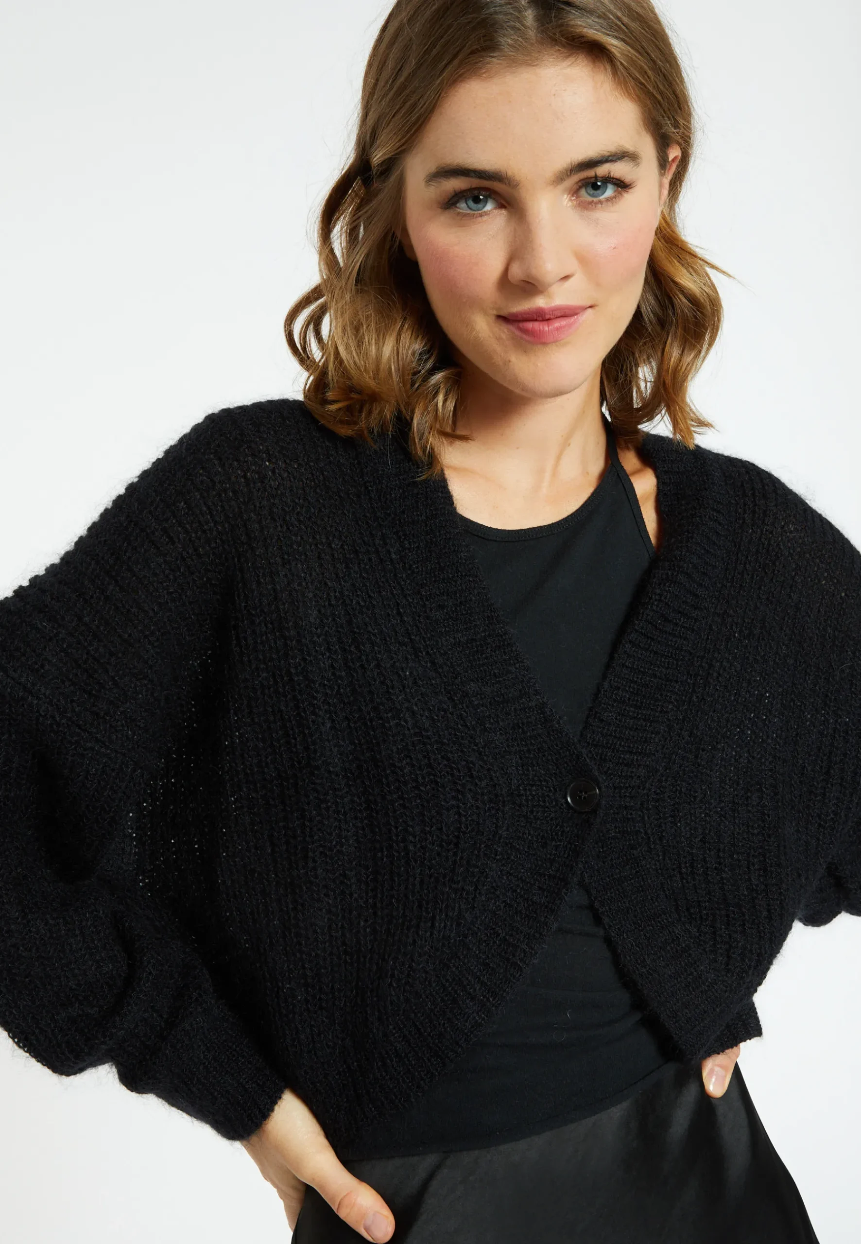 Montagut Vestes Et Cardigans-Gilet ample en mohair - Ciara 01-Noir