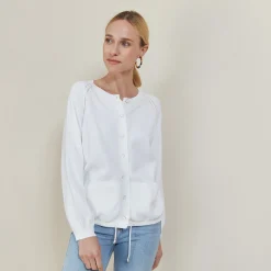 Montagut Vestes Et Cardigans-Gilet avec cordon en coton - Aniss 02-Blanc