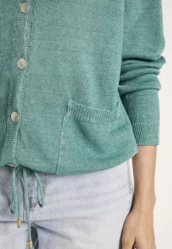 Montagut Vestes Et Cardigans-Gilet avec cordon en lin - Mellia 21-Vert foncé