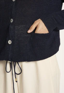 Montagut Vestes Et Cardigans-Gilet avec cordon en lin - Mellia 05-Bleu marine