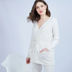 Montagut Vestes Et Cardigans-Gilet avec poches en cachemire - Ouria 82-Ecru