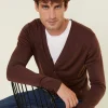 Montagut Vestes Et Cardigans-Gilet boutonné avec logo en laine mérinos - Etienne 47Marron foncé