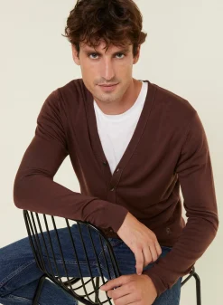 Montagut Vestes Et Cardigans-Gilet boutonné avec logo en laine mérinos - Etienne 47Marron foncé