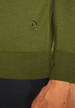 Montagut Vestes Et Cardigans-Gilet boutonné avec logo en laine mérinos - Etienne 83-Kaki