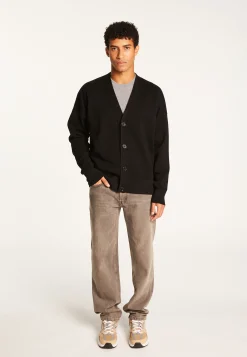 Montagut Vestes Et Cardigans-Gilet boutonné bicolore en laine mérinos - Tao 01-Noir
