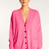 Montagut Les Incontournables-Gilet boutonné en cachemire - Ariel 91-Fuchsia