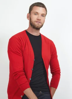 Montagut Vestes Et Cardigans-Gilet boutonné en laine mérinos - Etienne 52-Rouge