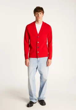Montagut Vestes Et Cardigans-Gilet boutonné en laine mérinos - Ezra 52-Rouge