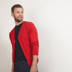 Montagut Vestes Et Cardigans-Gilet boutonné en laine mérinos - Etienne 52-Rouge