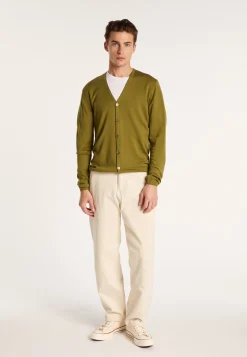 Montagut Vestes Et Cardigans-Gilet boutonné en laine mérinos - Etienne 83-Kaki