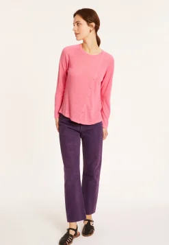 Montagut T-Shirts Et Débardeurs-Gilet boutonné en lin flammé - Mado 24-Rose clair