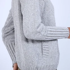 Montagut Vestes Et Cardigans-Gilet col montant en soie laine velours - Brésil 11-Gris clair