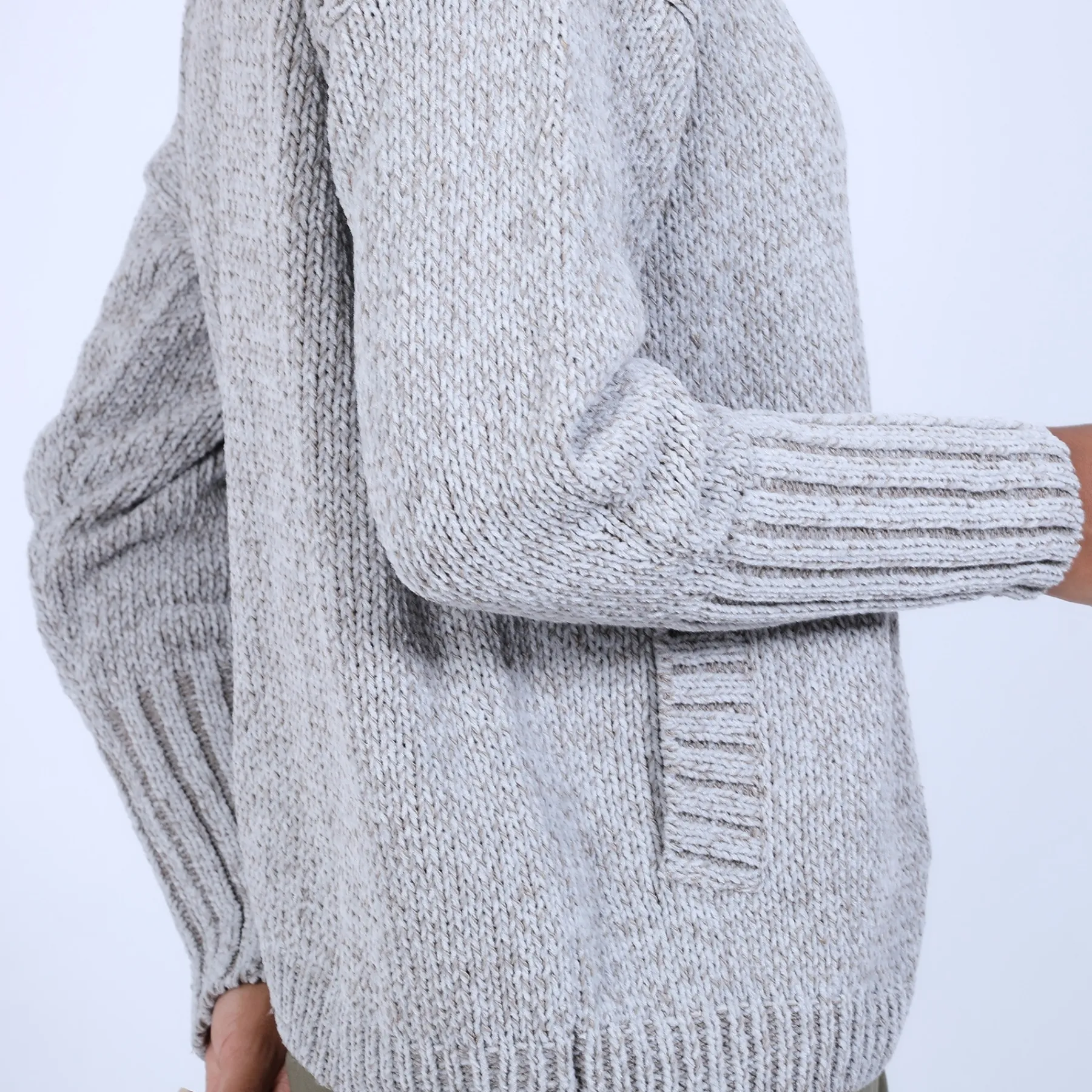 Montagut Vestes Et Cardigans-Gilet col montant en soie laine velours - Brésil 11-Gris clair