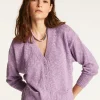Montagut Vestes Et Cardigans-Gilet col V en coton et lin - Thais 16-Violet clair