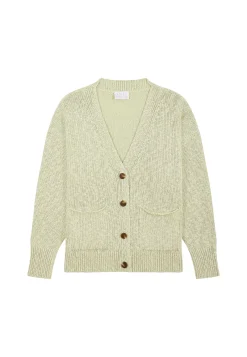 Montagut Vestes Et Cardigans-Gilet col V en coton et lin - Nais 23-Vert clair