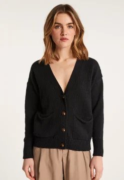 Montagut Vestes Et Cardigans-Gilet col V en coton et lin - Nais 05-Bleu marine