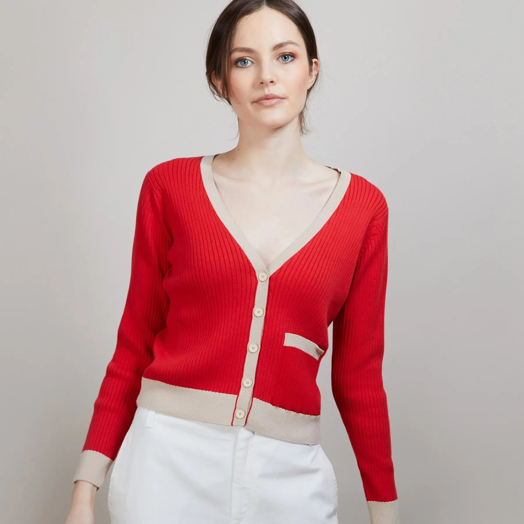 Montagut Vestes Et Cardigans-Gilet en coton bio - Alexiaa 52-Rouge