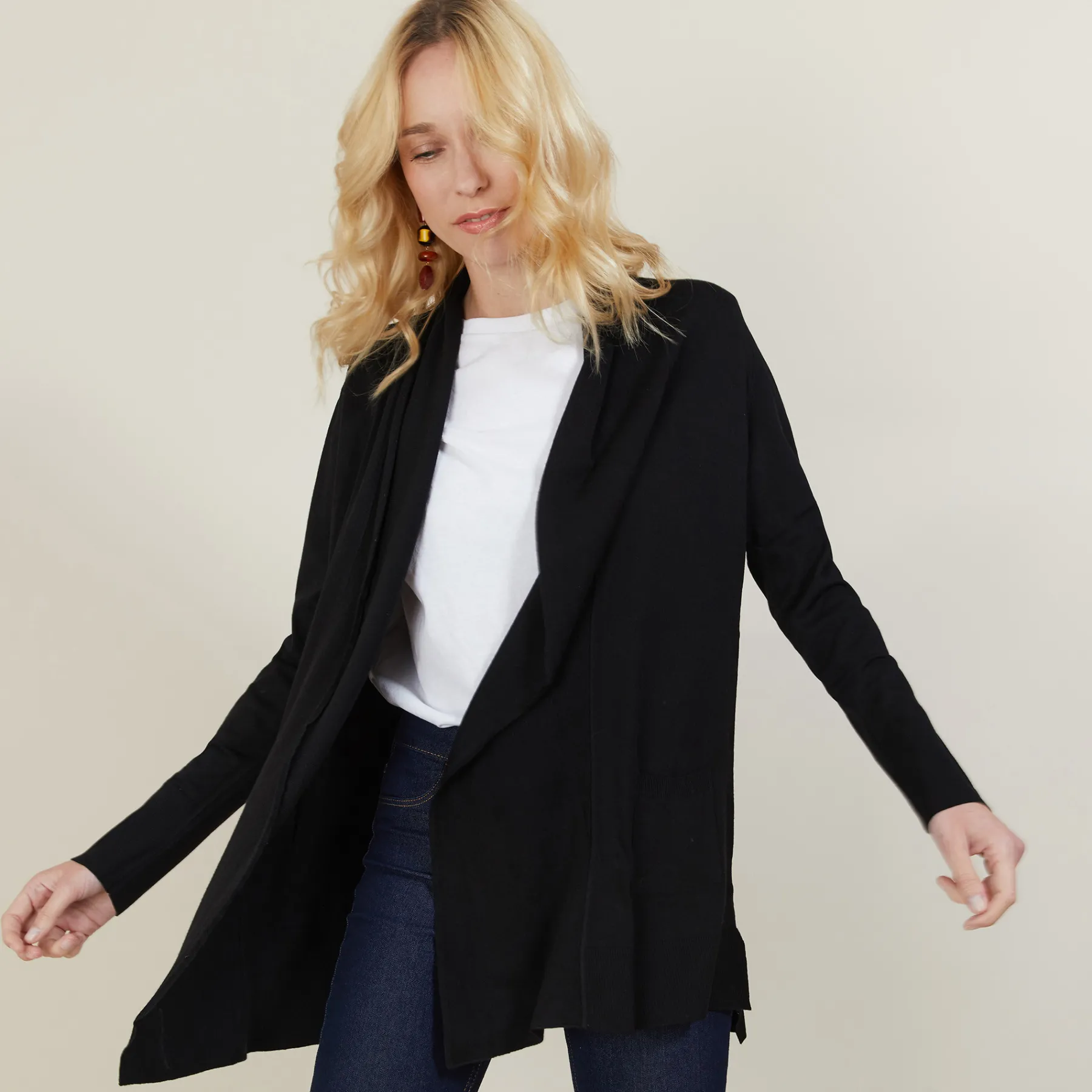 Montagut Vestes Et Cardigans-Gilet en laine et viscose - Agata 01-Noir