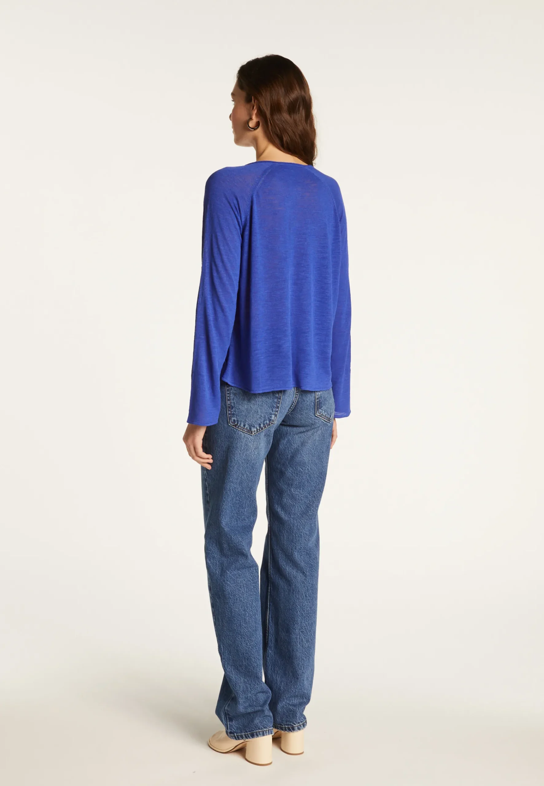 Montagut Vestes Et Cardigans-Gilet en lin flammé - Dory 48-Bleu roi