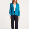 Montagut Vestes Et Cardigans-Gilet en lin flammé - Louissa 49-Turquoise