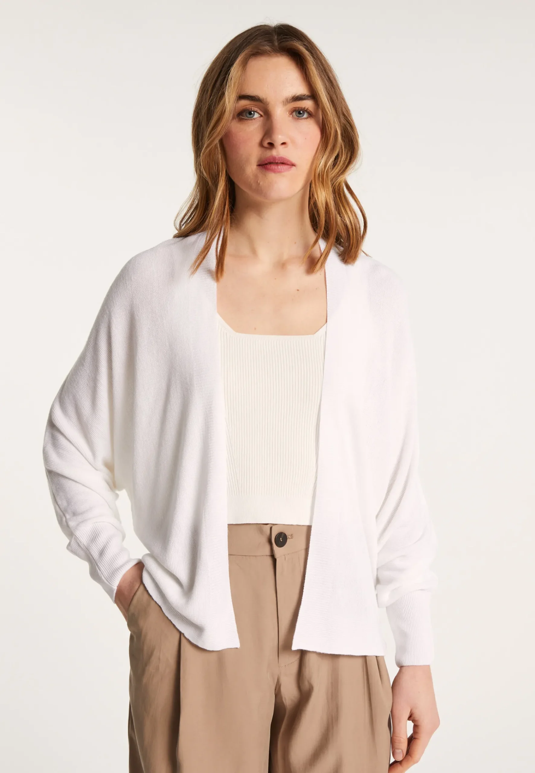 Montagut Vestes Et Cardigans-Gilet en lin flammé - Louissa 02-Blanc