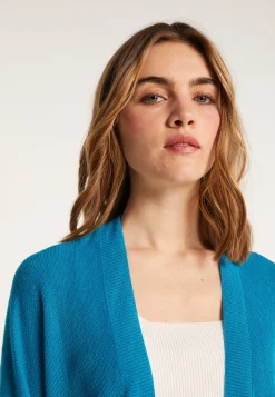 Montagut Vestes Et Cardigans-Gilet en lin flammé - Louissa 49-Turquoise