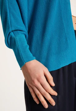 Montagut Vestes Et Cardigans-Gilet en lin flammé - Louissa 49-Turquoise