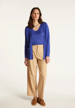 Montagut Vestes Et Cardigans-Gilet en lin flammé - Naelle 48-Bleu roi