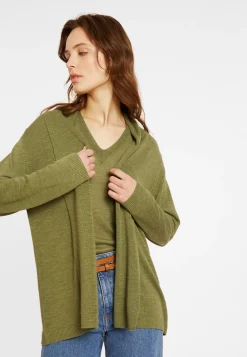 Montagut Vestes Et Cardigans-Gilet en lin flammé col châle - Maelle 83-Kaki