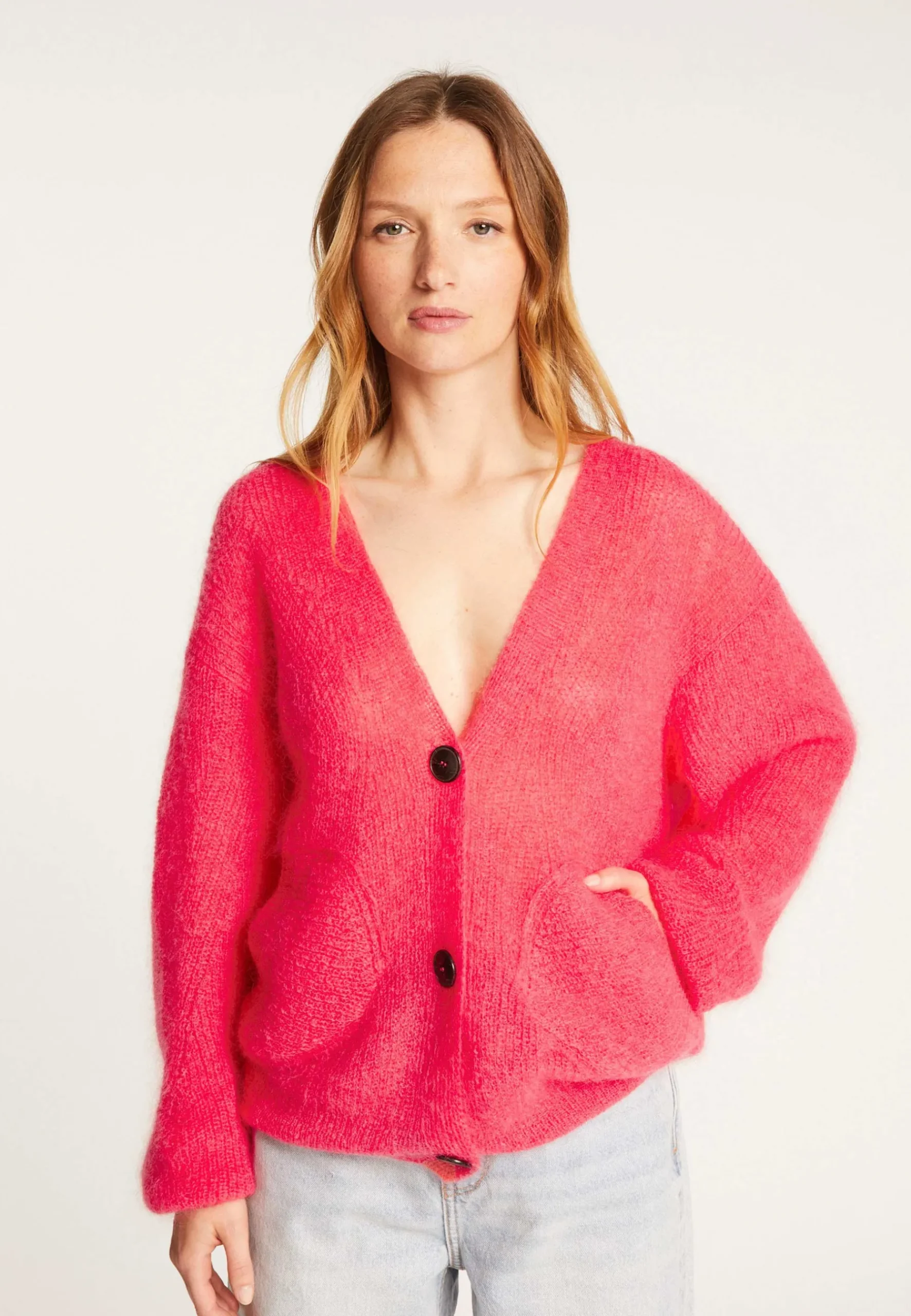 Montagut Vestes Et Cardigans-Gilet en mohair - Rosalind 91-Fuchsia