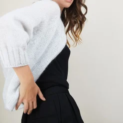 Montagut Vestes Et Cardigans-Gilet en mohair avec poches - Gilie 11-Gris clair