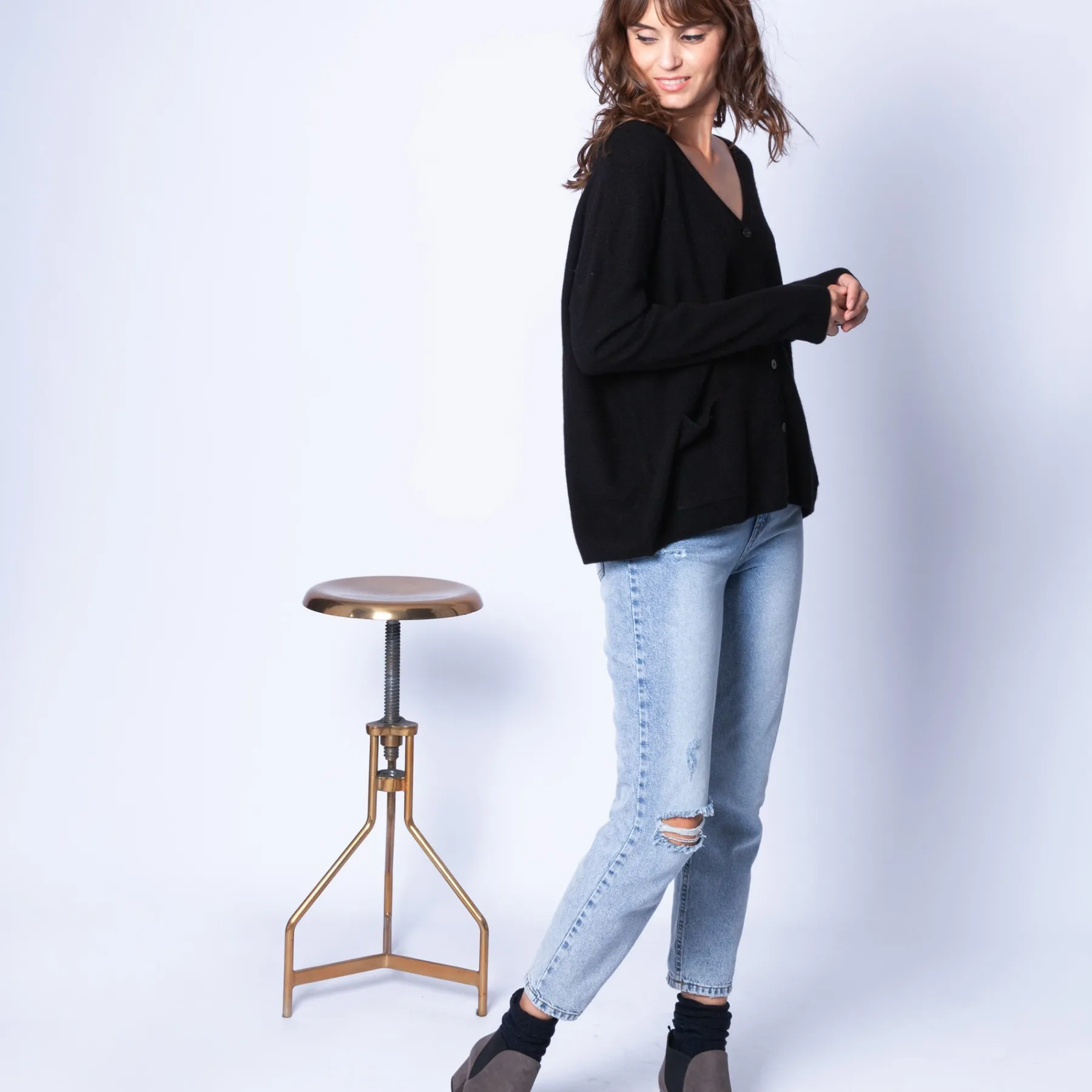 Montagut Les Incontournables-Gilet large en cachemire - Gabi 01-Noir