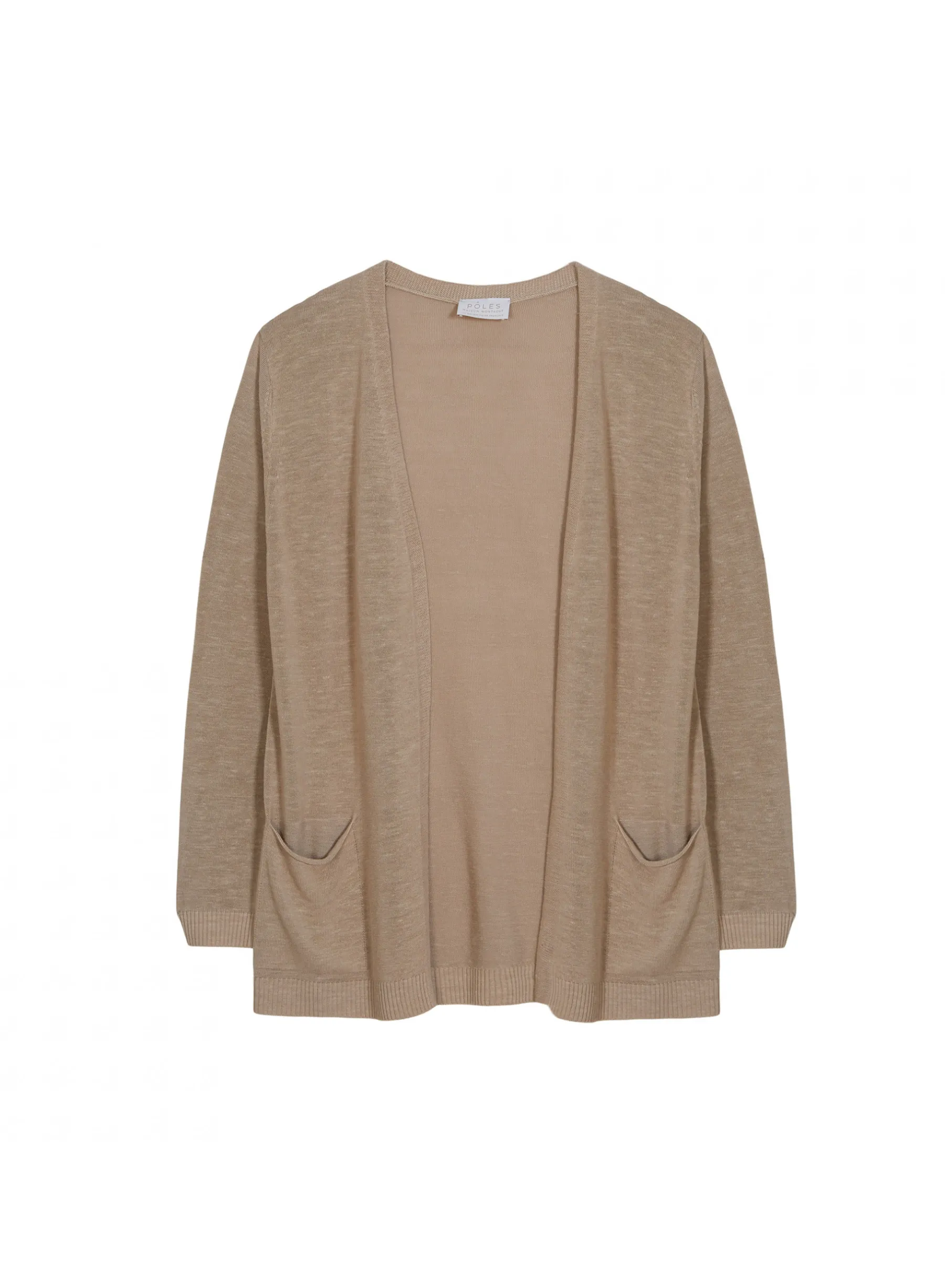 Montagut Vestes Et Cardigans-Gilet long avec poches en lin flammé - Tabata 12-Beige clair