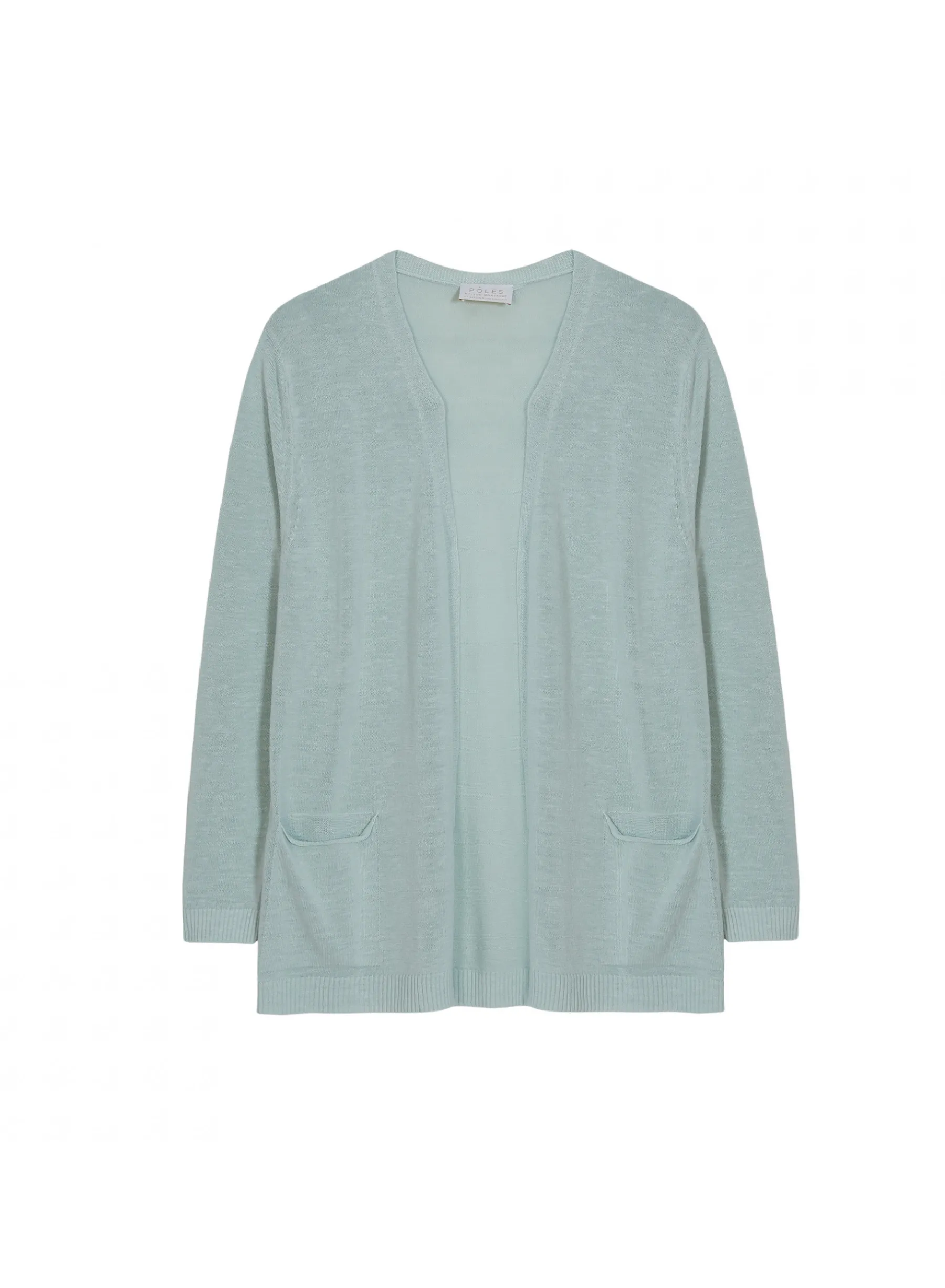 Montagut Vestes Et Cardigans-Gilet long avec poches en lin flammé - Tabata 23-Vert clair