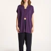 Montagut Vestes Et Cardigans-Gilet long en lin flammé - Nora 18-Violet foncé